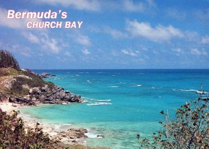 VINTAGE CONTINENTAL SIZE POSTCARD CHURCH BAY BERMUDA MAILED 1990