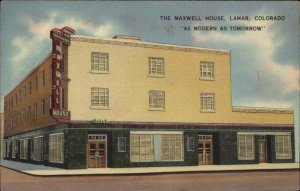 Lamar Colorado CO Maxwell House Vintage Linen Postcard