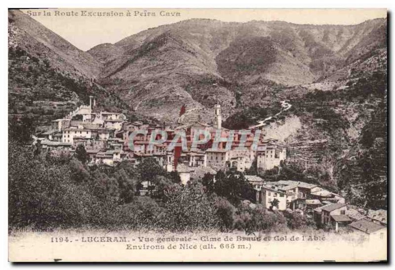 Postcard Old Luceram General view Cime de Braus and the Col de Nice surroundi...