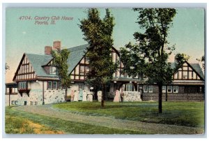 Peoria Illinois IL Postcard Country Club House Building Exterior 1918 Trees
