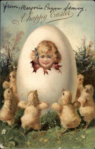 Easter Children Eggshell Chick Vintage Postcard