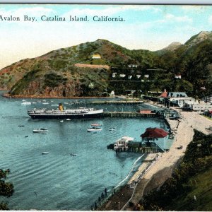 c1900s Catalina Island CA Avalon Bay Birds Eye Steamship Liner Postcard Cali A88