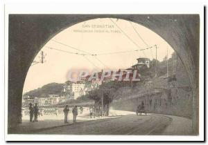 San Sebastian Old Postcard Miraconcha Desde el Tunel