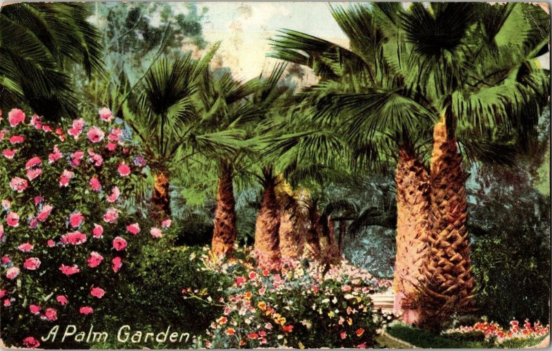 Palm Garden Los Angeles California Cancel 1c Washington Green Stamp Postcard PM 