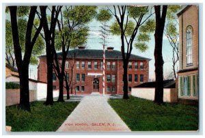 c1910 Front View High School Building Salem New Jersey Vintage Antique Postcard