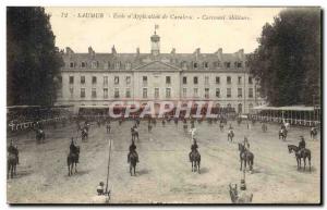 Old Postcard Saumur Horse Equestrian School & # cavalry 39application militar...