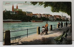 Switzerland Basel Upper Rhine Artist Signed Victorian Baby Carriage Postcard B4