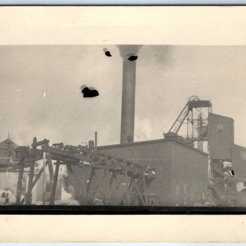 1910s Unknown Factory RPPC Smokestack Elevator Mill Occupational Industrial A173