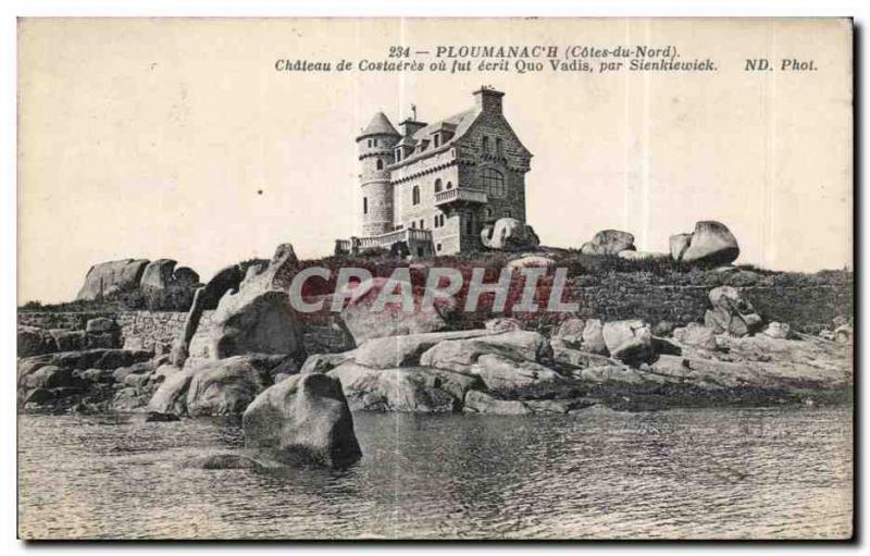 Old Postcard Ploumanach (North Cotes) Chateau de Costaeres or eerit Quo Vadis...