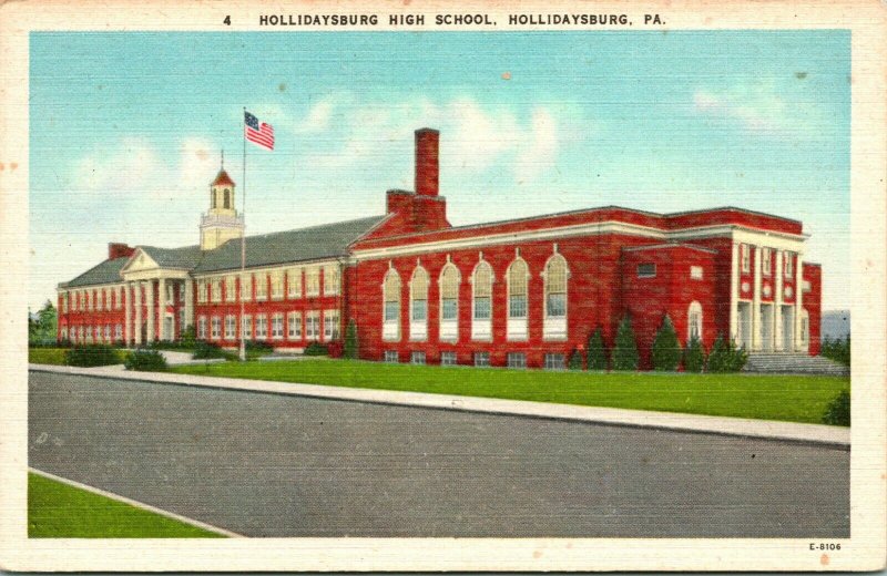 Vtg Postkarte Hollidaysburg Pennsylvania Pa - High School Bldg. Unp