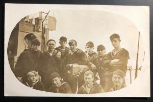 Mint USA Real Picture Postcard RPPC US Navy Marines Sailors On Board