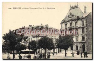 Old Postcard Belfort Savings and Place de la Republique