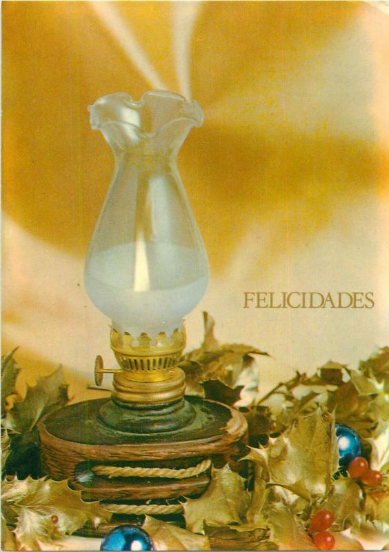 Felicidades greetings Argentina postcard candle lamp