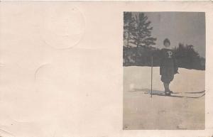 Conway NH Woman Snow Skier Photo by Bowler RPPC Postcard