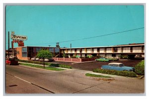 Postcard TX Tropicana Inn Dallas Texas Sign Old Cars