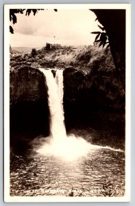 RPPC Rainbow Falls Hawaii C1940s Postcard Z3