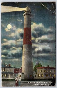 1920's Absecon Lighthouse Atlantic City New Jersey NJ Landmark Posted Postcard