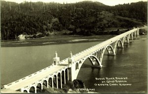 RPPC Rogue River Bridge Gold Branch Oregon Coast Highway Real Photo Postcard