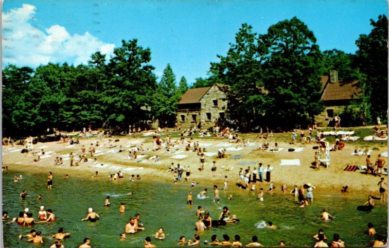 Hanging Rock State Park NC Beach Swimmers Pavilion North Carolina postcard H531 