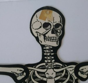 Halloween Large Jointed Skeleton Diecut Wall Display Vintage Luhrs 23 Tall 