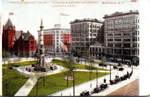 New York Buffalo Lafayette Square With Library Soldiers and Sailors Monument ...