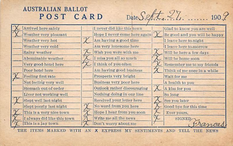 Australian ballot Puzzle Rebus 1909 