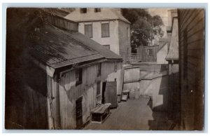 c1907 Back Alley Street View Barrel Quebec Canada RPPC Photo Unposted Postcard 