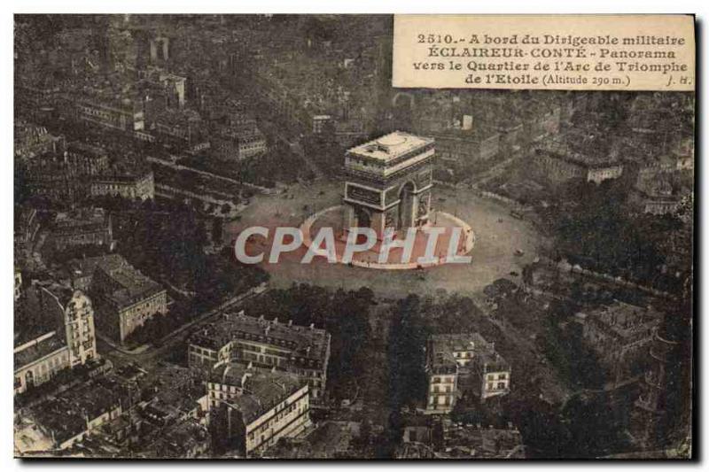 Old Postcard Aviation Zeppelin Airship Scout Conte Panorama towards the distr...