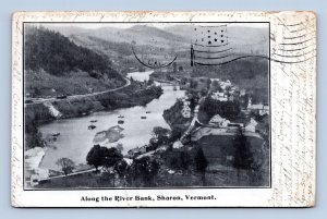 Birds Eye View Along River Bank Sharon Vermont VT 1907 UDB Postcard P14