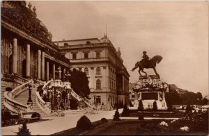 Hungary Budapest Garden Of King's Palace With Equestrian Statue Of Princ...