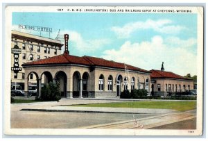 1937 Burlington Bus Railroad Depot Exterior Building Cheyenne Wyoming Postcard