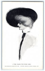 c1910's The Hamilton King Girl Big Hat Drawing Unposted Antique Postcard
