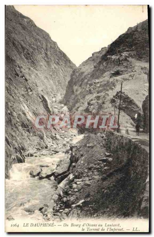 Old Postcard The Dauphine from Bourg d'Oisans to the Lautaret Torrent Infernet