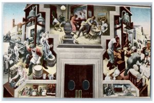 Jefferson City MO Postcard St. Louis Left And Kansas City As Benton Murals