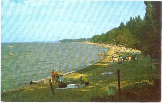 One of Lake Eries Many Fine Beaches, Postmarked at Ashtabula Ohio 1958 Chrome