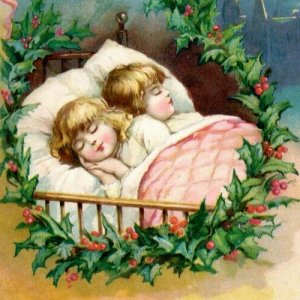 1890s Christmas Woolson Spice Co. Lion Coffee Children Sleeping Bells #6i