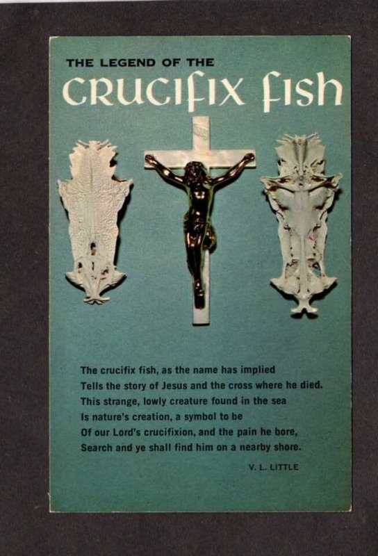 Legend of the Crucifix Fish Bones Jesus Cross Religious Postcard