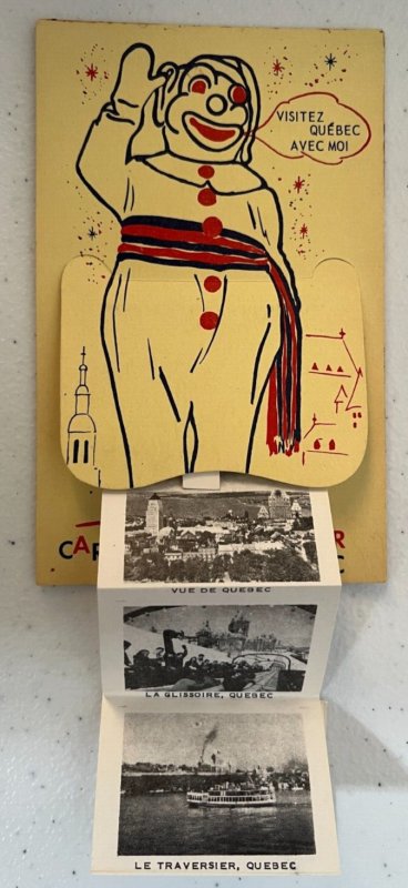 Clown Carnival D'Hiver Quebec Canada Pull-Out Antique Novelty Postcard
