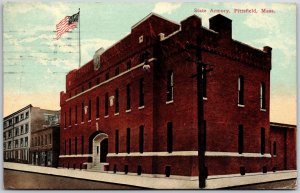 1921 State Armory Pittsfield Massachusetts MA Building Flag Posted Postcard