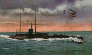 Rare Postcard Japanese Navy High Speed Submarine Torpedo Boat Japan c.1900s