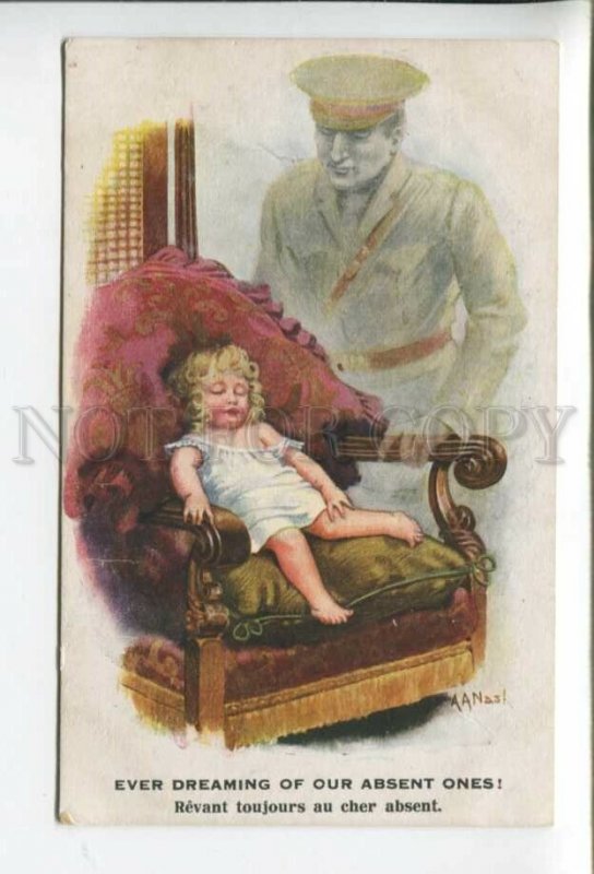 431866 A.A. NASH WWI Propaganda Dreaming Girl Vintage postcard #1104