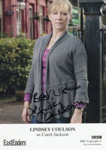 Lindsey Coulson as Carol Jackson Hand Signed Eastenders Cast Card
