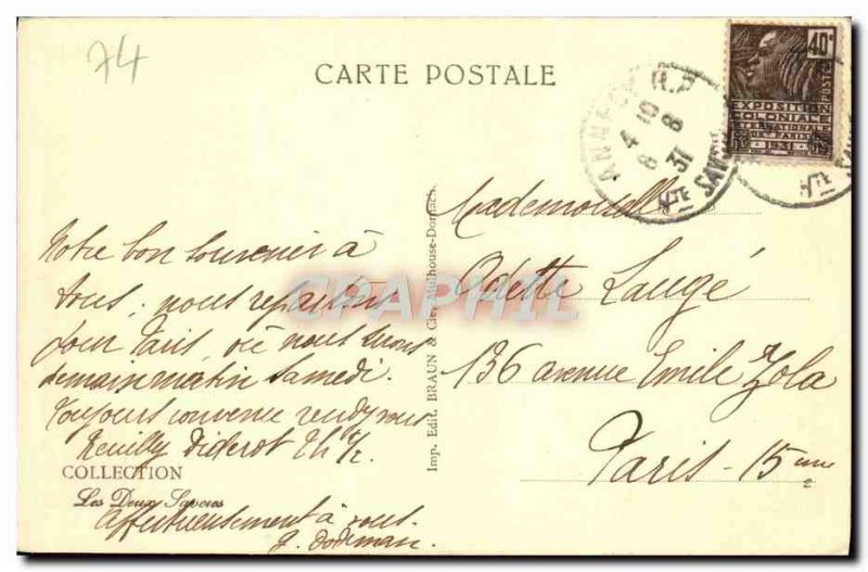 Old Postcard Lake D & # 39Annecy Statue St Michel and Chateau De Duingt