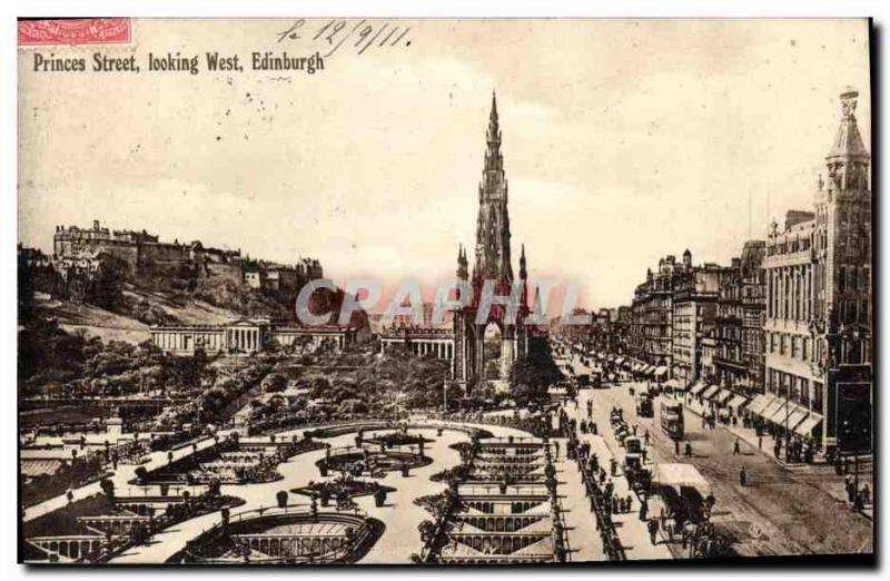 Postcard Old Edinburgh Princes Street Looking West