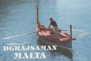 Dghajsaman Malta Folklore Rowing Fishing Boat Maltese Postcard