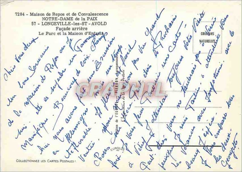 Modern Postcard Our Lady of Peace Longeville les St Avold back Facade Park an...