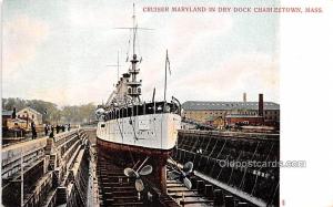 Cruiser Maryland in Dry Dock, Charlestown, MA, USA Military Battleship Unused 