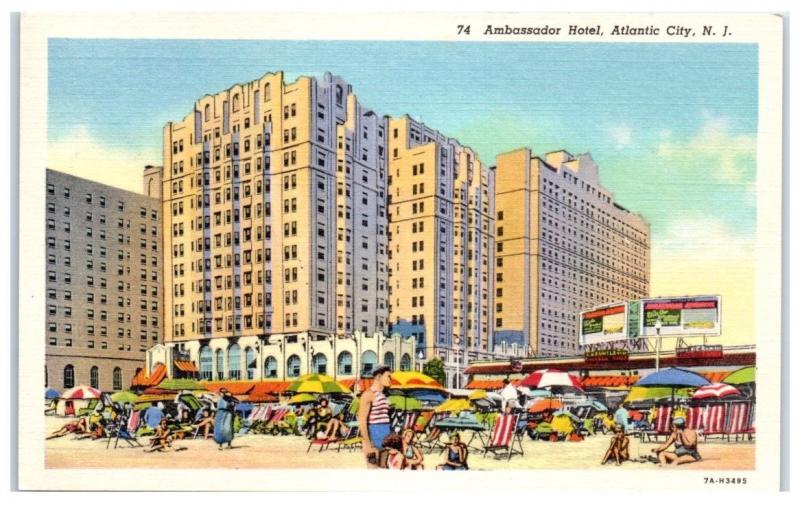 Mid-1900s Ambassador Hotel, Atlantic City, NJ Postcard