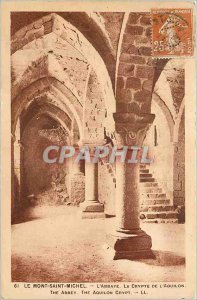 Old Postcard Mont Saint Michel abbey The Crypt of Aquillon