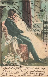 1905 Sweden BREFKORT After Wedding Couple Postcard Stockholm to Chicago